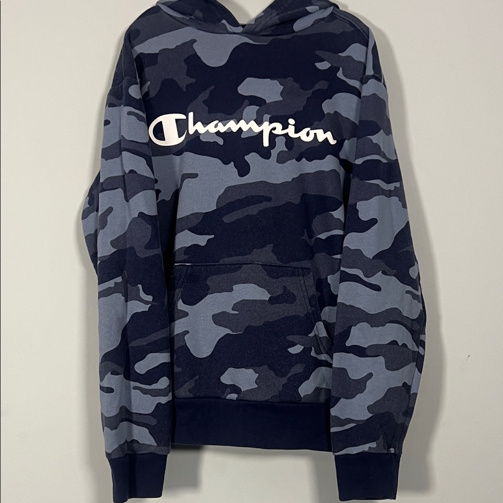 Champion Kids Navy Blue and White‎ Camo Sweatshirt Hoodie Boys Size Small